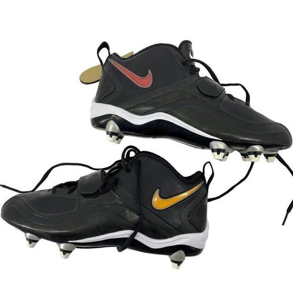Rare Nike Football Sample Cleats NWOB Sz 9 Mixed Swoosh Colors Black 3120 Shoes - Picture 1 of 13
